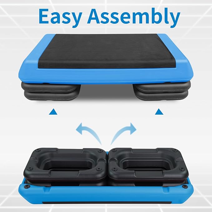 Adjustable Aerobic Stepper Workout Step with 4 Risers Fitness & Exercise Platform Trainer