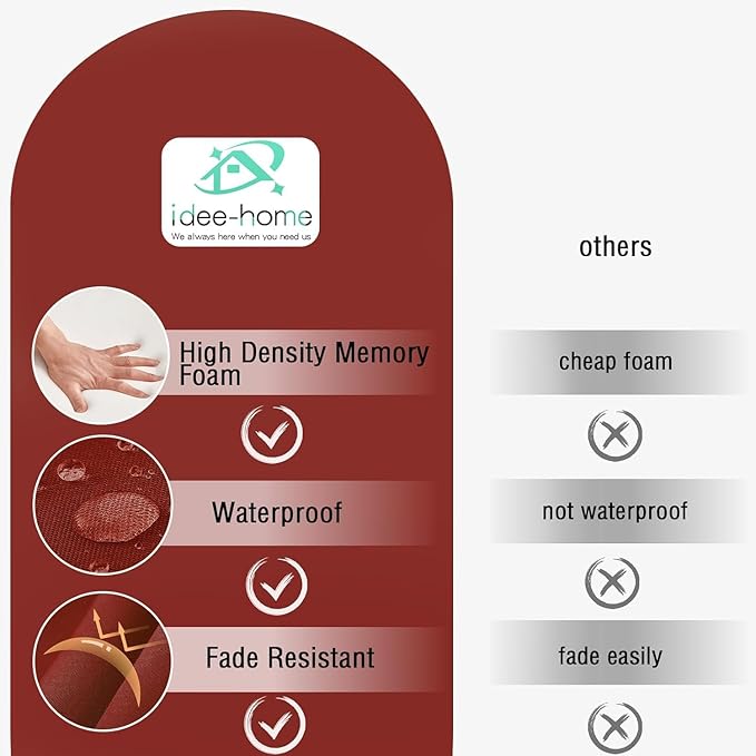 idee-home Outdoor Bench Cushion Waterproof, Bench Cushions for Outdoor Furniture, Patio Porch Swing Replacement Seat Pad with Ties for Garden Backyard, 42 x 18 Inch