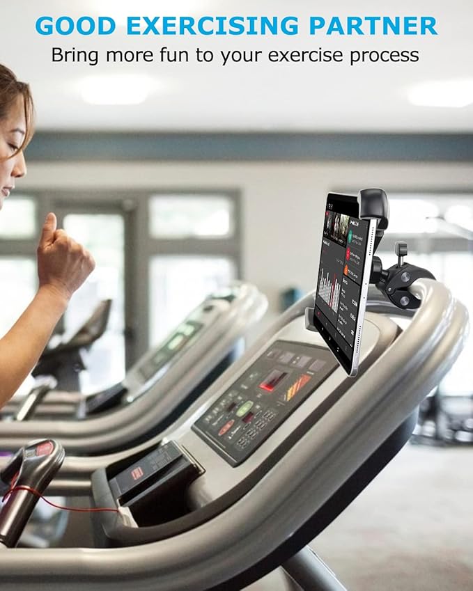 Bike Handlebar iPad Holder for 9.5-14.5" Tablets, Universal Fit, 360 Rotation, Black