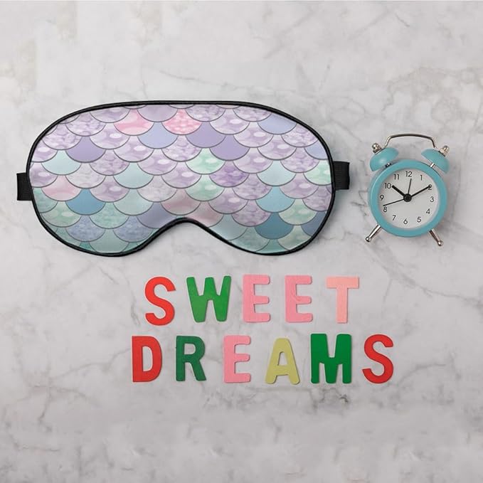 Mermaid Scales Eye Mask Sleeping Mask Pink Purple Blue Green Scales Marine Life Sleep Masks Silky Soft Eye Cover for Women Men Shading Blindfold for Air Travel Sleeping