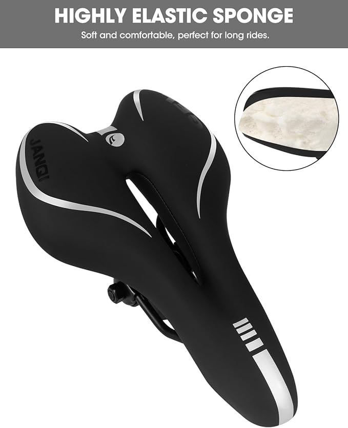 Comfortable Bike Seat for Men & Women, Waterproof Bicycle Seat, Breathable Mountain Bike Saddle, Gel Bicycle Saddle for MTB, BMX, Road Bike, City Bikes, Exercise Bikes