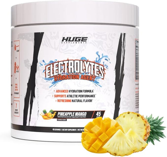Huge Supplements Electrolytes Powder - Advanced Hydration Formula with Full Electrolyte Profile - Sugar Free, No Artificial Flavors or Colors - 45 Servings (Pineapple Mango)