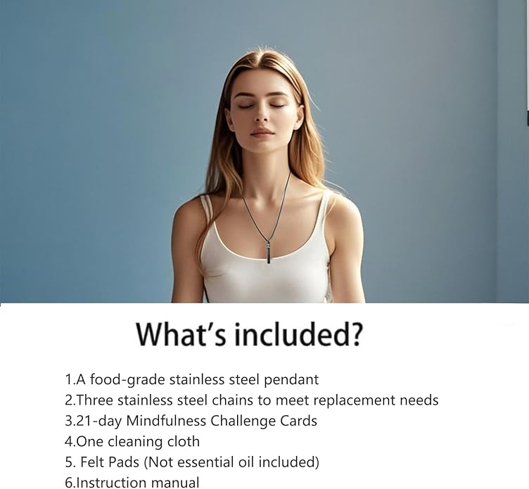 Mindfulness Breathing Necklace & Essential Oil Diffuser for Women Men Gift 2-in-1 Stainless Steel Breathlink Jewelry for Inner Balance, Daily Focus, Yoga, and Meditation