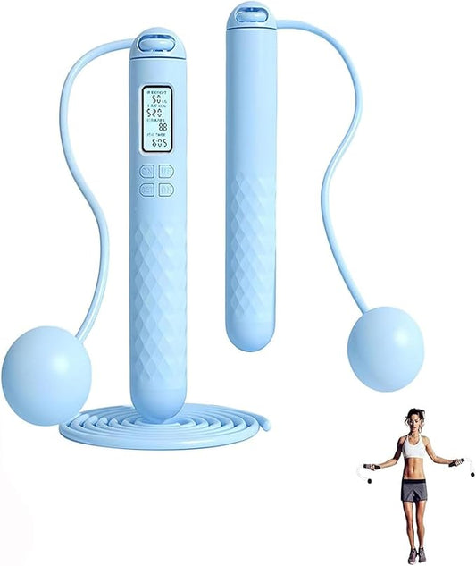 Indicatek Skipping Rope with Counter, Cordless Jump Rope, Smart Weighted Cord with Lcd Display, Adjustable Digital Counting Skipping Tool, Tangle-Free Wireless String for Fitness