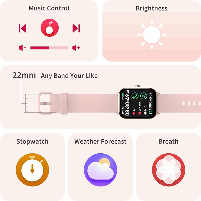 Smart Watch for Women, Alexa Built-in, 1.8" Touch Screen Fitness Tracker, Make/Answer Calls, Heart Rate/Sleep/SpO2 Monitor, Pedometer, IP68 Waterproof Watches for Android iPhone, 101+ Sport Modes