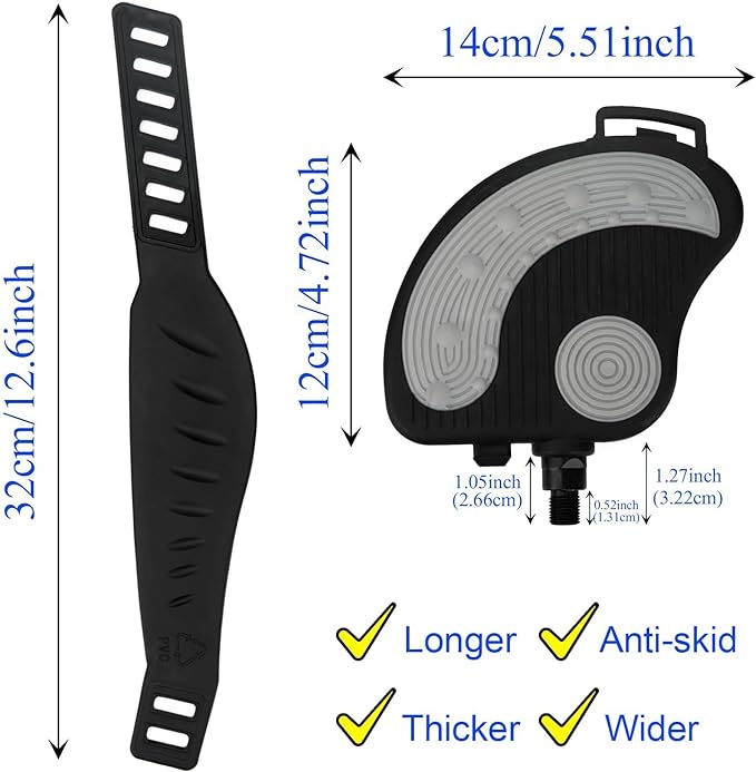 Exercise Bike Pedals with Straps for Peloton Bike, Spin Cycling Bike, Indoor Exercycle Bike, Stationary Recumbent Bicycle Replacement Parts
