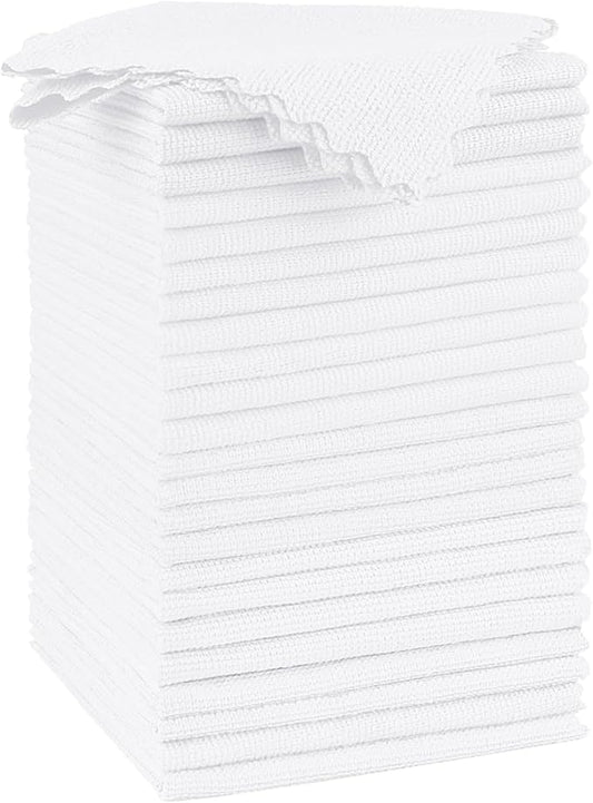 Orighty Microfiber Cleaning Cloth, 24 Pack Highly Absorbent Cleaning Supplies, Reusable Clean Rags for House, Microfiber Cloth for Kitchen, Window, Car Care, 11.5x11.5 inch White