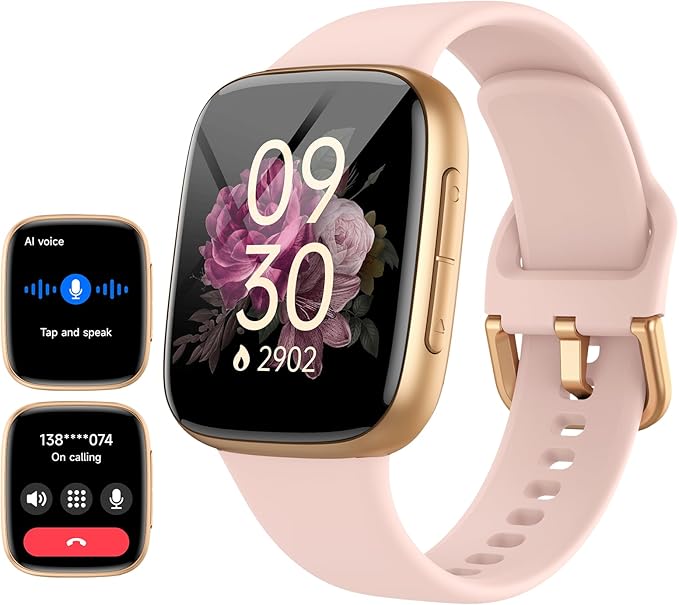 Tensky Smart Watch for Women/Men Android & iPhone, AI Voice, 1.85" AMOLED Screen Fitness Tracker with Bluetooth Call, 3ATM Waterproof Heart Rate/Sleep/SpO2 Monitor, Pedometer, 100+ Sport Modes