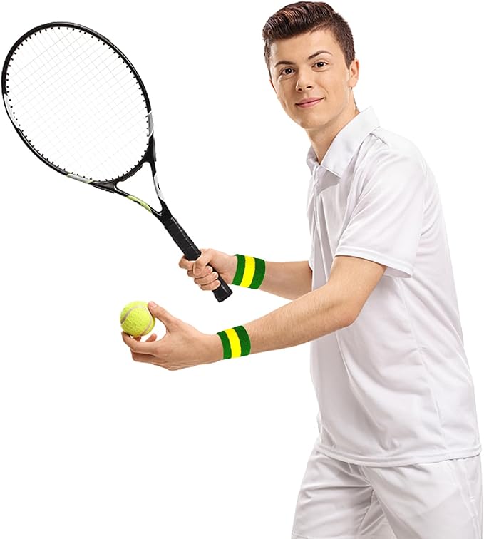 10 Pieces Striped Sweatbands and Striped Socks Set Headbands Wrist Sweat Bands for Men and Women Sports 80s 90s Fitness