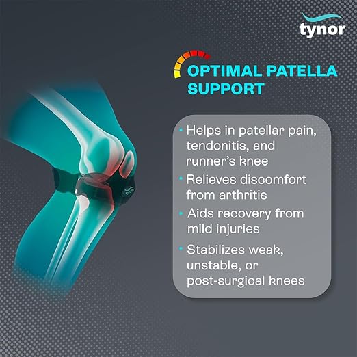 TYNOR Patellar Tendon Knee Support Strap Adjustable Neoprene Knee Stabilizer Band With Gel Pad Knee Brace For Knee Pain, Tendonitis, Running, Hiking, Basketball Volleyball Tennis, One Size, 1 Pair