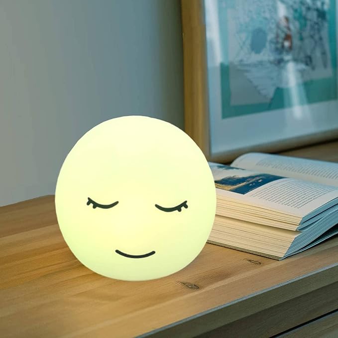 Breathing lamp Guided Visual Meditation Tool for Mindfulness, Slow Your Breathing & Calm Your Mind for Stress & Anxiety Relief, 3 Color and 478 Seconds Breathing Mode Silicone Cute Smiley face lamp