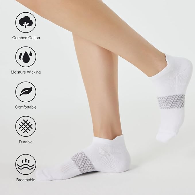CS CELERSPORT 5 Pairs Women's Ankle Running Socks Cushioned Athletic Sport Socks with Tab