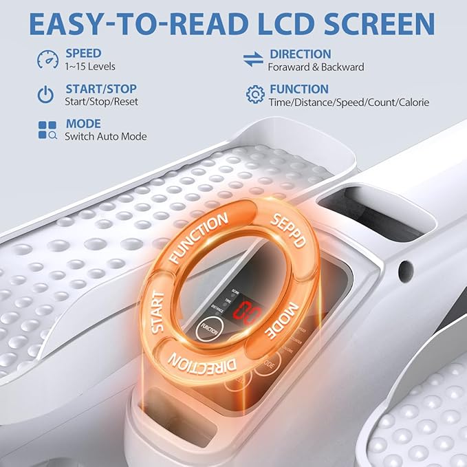 Under Desk Elliptical Machine, Electric Ellipse Leg Exerciser While Sitting for Seniors Adults, Quiet & Portable Electric Seated Pedal Exerciser with Remote Control, 15 Adjustable Speeds, 5 Auto Modes