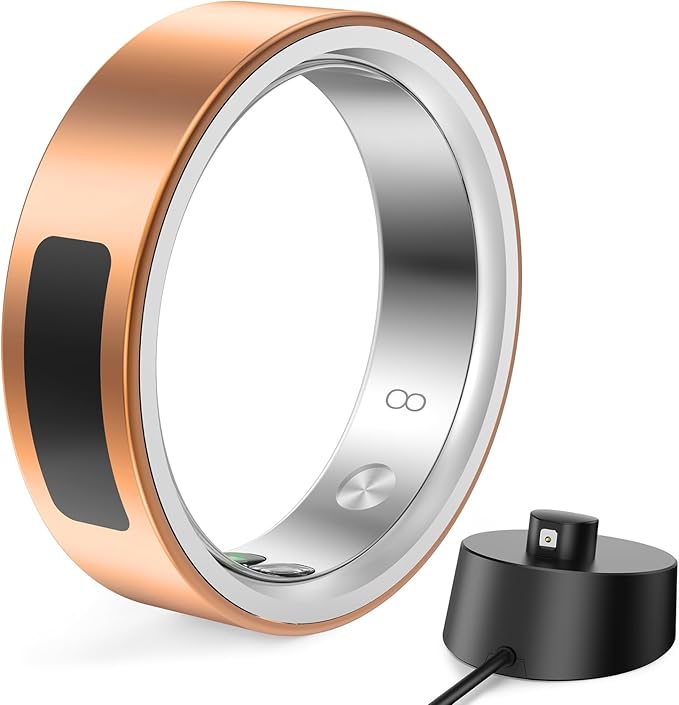 MUNBYN Smart Ring for Women and Men, Fitness Tracker with Sleep Tracking, Heart Rate, Blood Oxygen, Health Reports, Step Counter, 5ATM Waterproof, Compatible with iOS & Android, Rose Gold 10