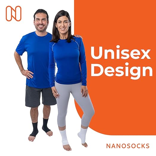 Compression Socks for Women & Men (1 Pair) - BEST Ankle Brace Support Sleeve for Neuropathy, Plantar Fasciitis, Diabetic Foot Nerve Pain Relief - Toeless (Large, White)