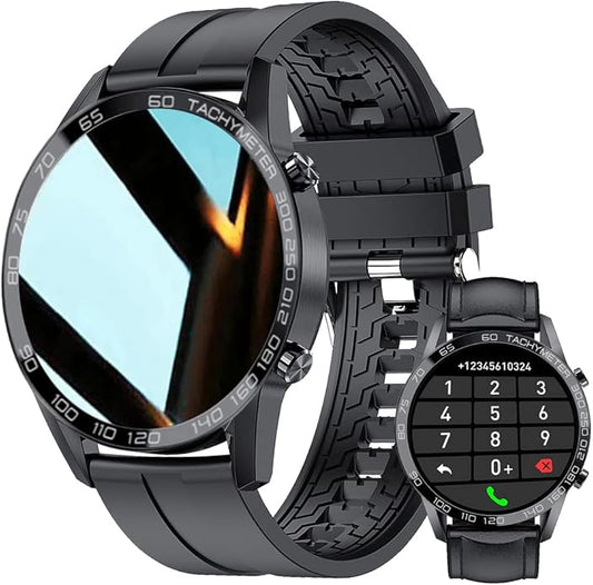 FILIEKEU Men Smart Watch for Android iOS, Bluetooth Calls Voice Chat with Heart Rate/Sleep Monitor Fitness Tracker, 1.3" Full Touch Screen IP67 Waterproof Stainless Steel Activity Tracker for Men