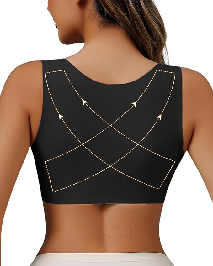 Front Closure Chest Brace Up for Women Lightweight Posture Corrector Sleeveless Slimming Back Brace Support Shaper