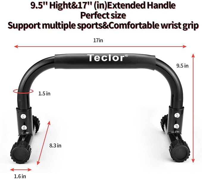 Push Up Bar, Parallettes Bars For L-sit & Dip, Heavy-Duty No Wobbling Parallel Bars Stand For Handstands, Full Planche, Calisthenics, 9.5in High Workout Stands for Home Fitness Training