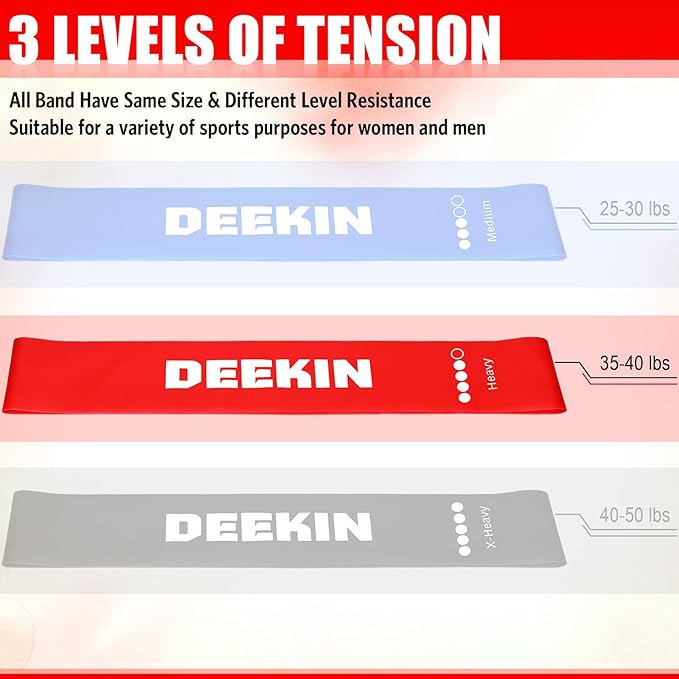 Deekin 20 Pcs Resistance Bands Resistance Loop Exercise Bands Exercise Equipment Elastic Drap Ring for Women and Men Home Fitness, Gym, Yoga