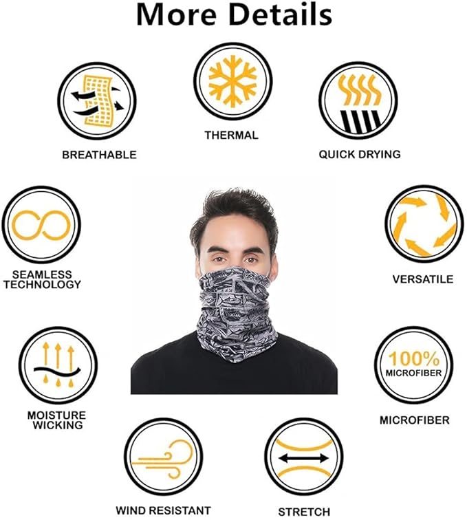 Headband Neck Gaiter Head Wrap Headwear Face Mask Magic Scarf Bandana for Men and Women