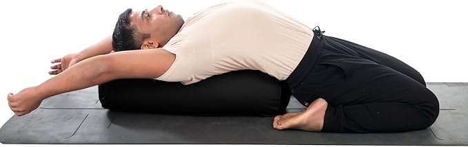 Yogikuti Iyengar Yoga Bolster for Restorative Yoga and Meditation – Lightweight Cotton Support Pillow with Handle for Easy Carry, Versatile for Pose Modification, Balance, Back Relief, and Relaxation