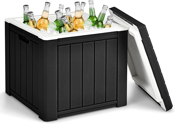 GYMAX Camping Cooler, Insulated 40 Qt Heavy Duty Ice Chest with Built-in Handles and Detachable Lid, Keeps Ice for 24H, Multifunctional for Beach, Picnic, Camping Outdoors