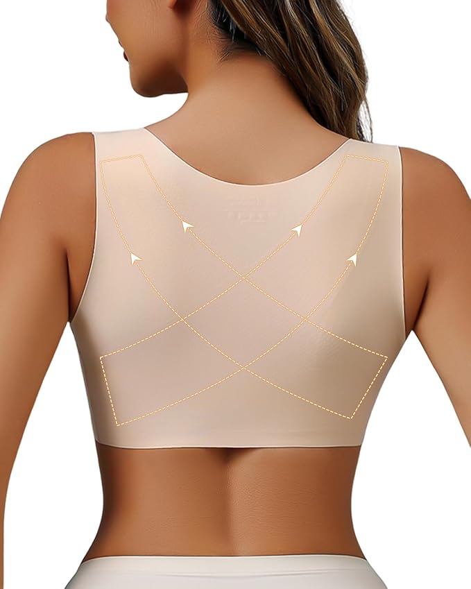 Front Closure Chest Brace Up for Women Lightweight Posture Corrector Sleeveless Slimming Back Brace Support Shaper