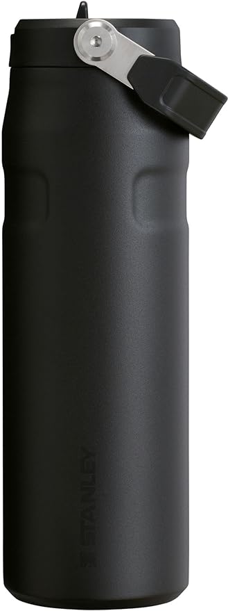 Stanley IceFlow Flip Straw 2.0 Water Bottle 24 OZ | Built-In Straw with Larger Opening | Lightweight & Leak-Resistant | Insulated Stainless Steel | BPA-Free | Black 2.0