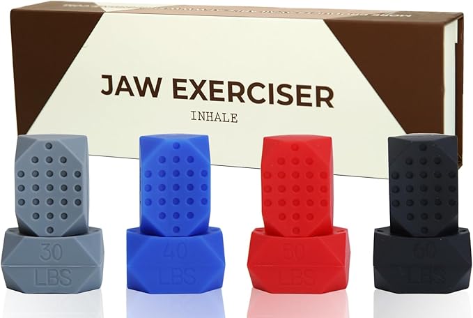 Inhale Jaw Exerciser - Jaw Strength and Shaping Trainer - 4 Levels of Resistance - Silicone Jaw Toner - Double Chin Reducer - Jawline Shaper and Neck Exerciser
