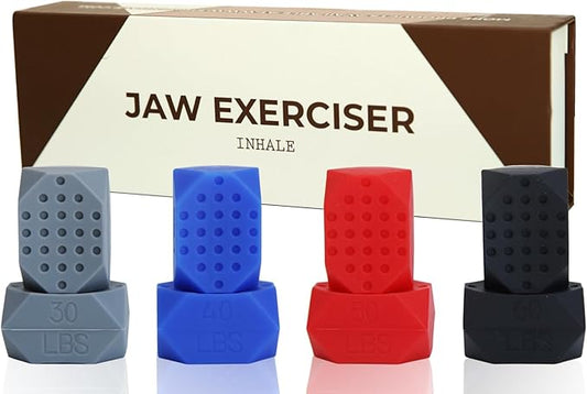 Inhale Jaw Exerciser - Jaw Strength and Shaping Trainer - 4 Levels of Resistance - Silicone Jaw Toner - Double Chin Reducer - Jawline Shaper and Neck Exerciser