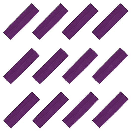 Kenz Laurenz Soft and Stretchy Elastic Cotton Headbands, Pack of 12, Purple