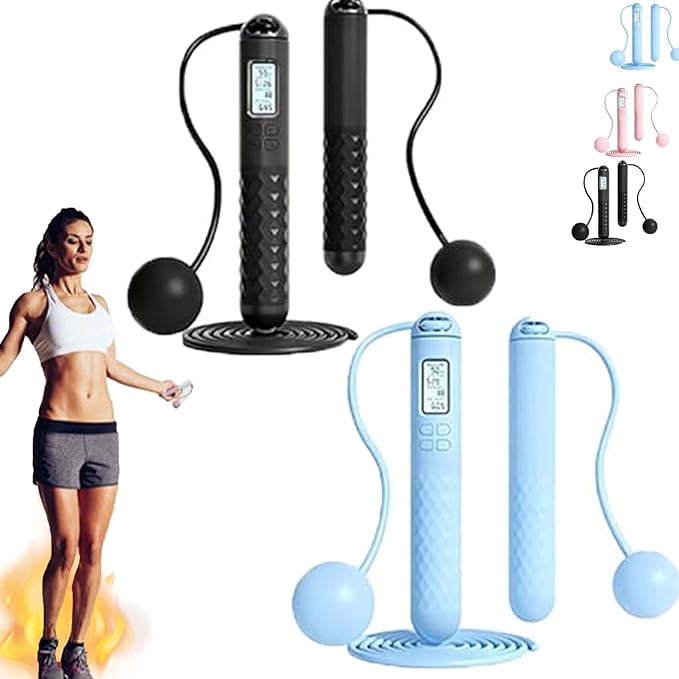 Runaivete Skipping Rope With Counter,Cordless Digital Jump Rope With Counter,Smart Intelligent Adjustable Digital Timer & Calorie Burned Counting With Lcd Display For Fitness