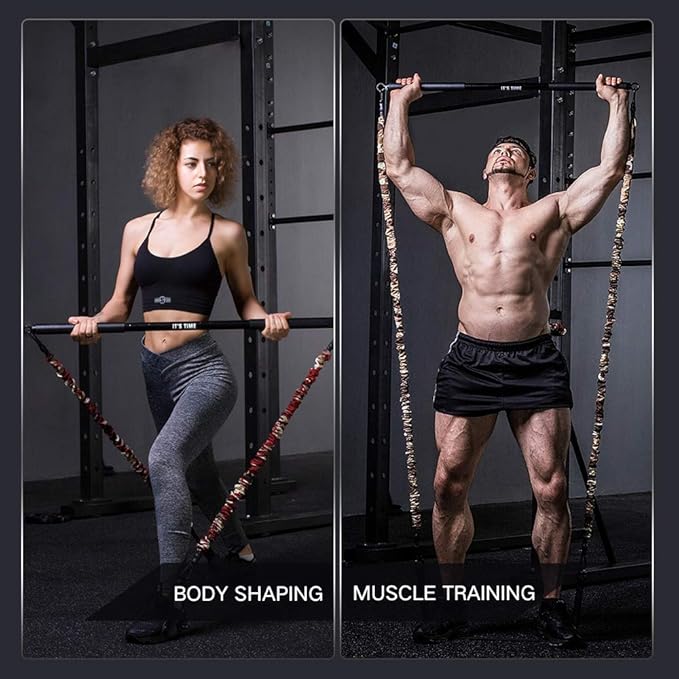 INNSTAR Resistance Bands Bar Exercise Bands Attachment 38" Black Max Load 800lb for Home Gym Workout Full Body Workout Power Lifting Fitness Bar