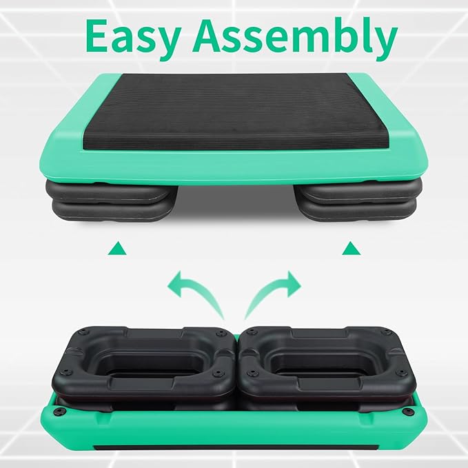 4''-6''-8''Adjustable Aerobic Stepper w/4 Risers Health Workout Step Platform for Sports & Fitness