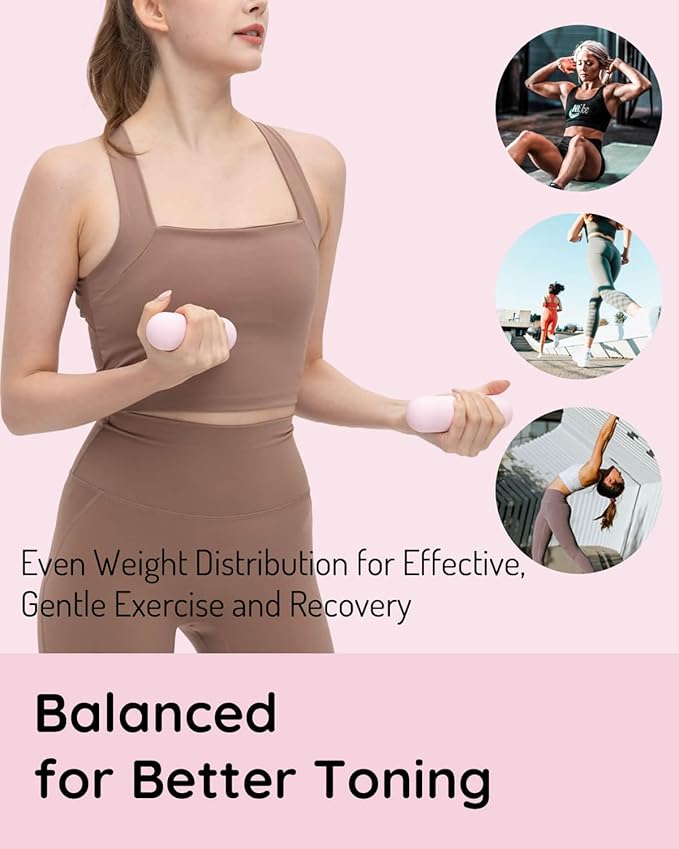 Hand Weight Bars for Women (2.2 LB) | Resistance Booty Bands | Pilates, Yoga, Dance, Aerobics, Running, Cardio, Gym, Strength Training | Non-Slip | Portable Dumbbells | Women & Men