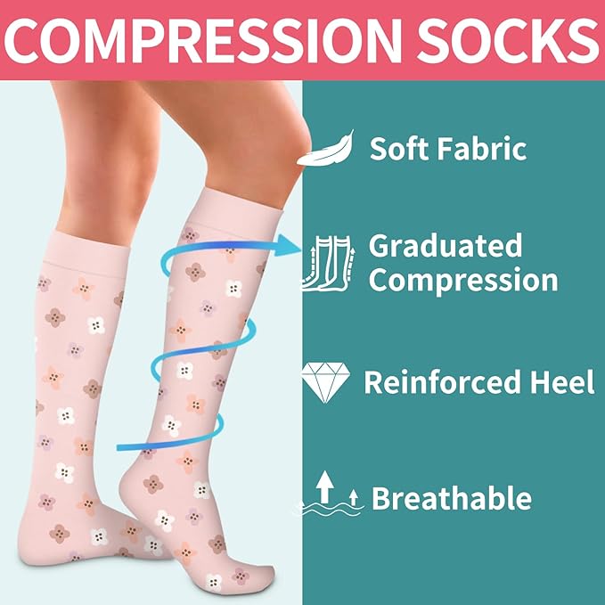 COOLOVER Compression Socks for Women and Men - Best for Circulation, Running, Athletic, Recover, Nurse, Travel