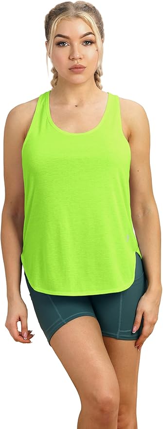 icyzone Women's Racerback Workout Athletic Running Tank Tops Loose Fit (Pack of 2)
