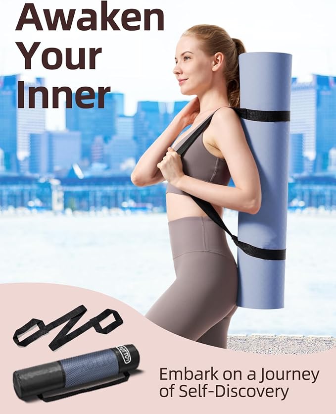 YOTTOY Yoga Mat, 72"x 32"x1/3" Extra Wide Non-Slip Exercise Fitness Yoga Mats,Eco-Friendly TPE Exercise Mats for Women Men Home Workout with Strap Bag