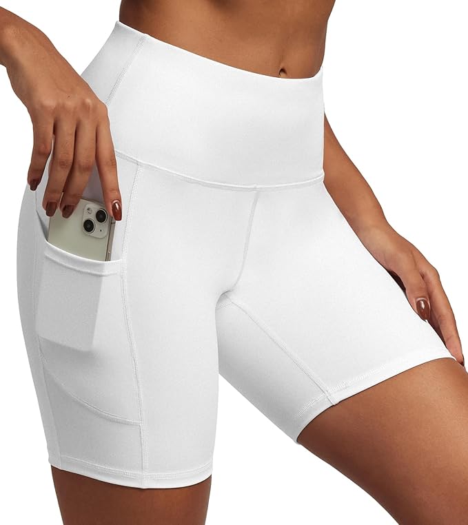 IUGA Biker Shorts Women 6" Tummy Control Workout Shorts Women with Pockets High Waisted Yoga Running Gym Spandex Compression