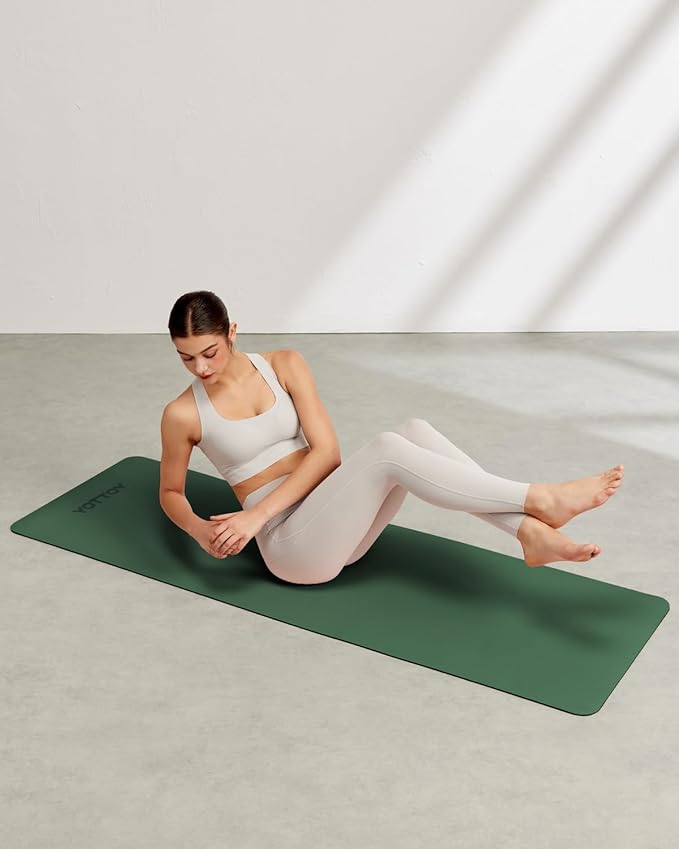 Yoga Mat,Non-Slip TPE Exercise Mat(1/4 Inch) for Pilates, Fitness & Barefoot Workouts, Home Gym Studio with Strap & Bag