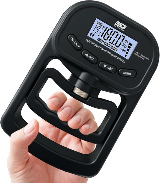 Hand Grip Strength Tester Trainer, 396lbs/180kg Hand Grip Dynamometer with LCD Display, Ideal for Sports, School, and Home Use