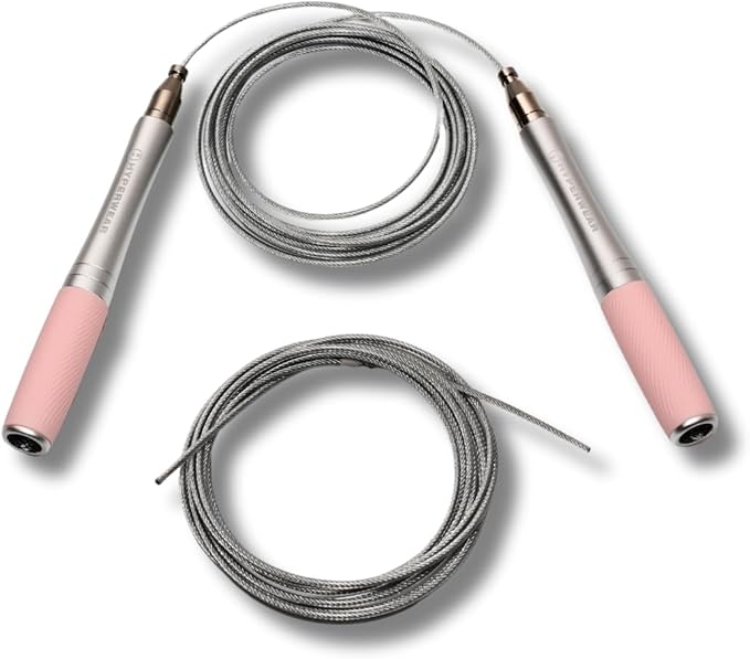 Hyperwear Adjustable Speed Jump Rope - Patented Self-Locking Head, Aluminum Hangles with Knurled Silicone Grips and Bonus Wire Rope for CrossFit, Boxing, and Fitness Training