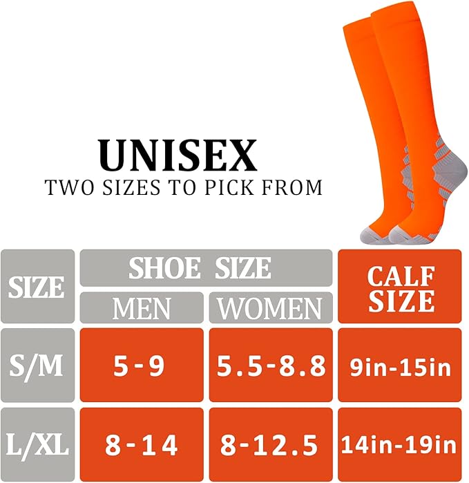 fenglaoda 8 Pairs Compression Socks for Men & Women 20-30 mmHg Knee High Nurse Pregnant Running Medical and Travel Athletic