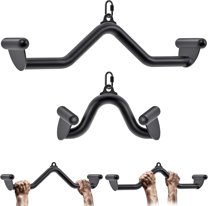 Kipika LAT Pull Down Bars Cable Machine Attachment, Rowing T-bar V-bar Set, Back Strength Training Handle Grips for Cable Machine Rowing Machine, 12" 20" 24" 28" 32" Five Sizes