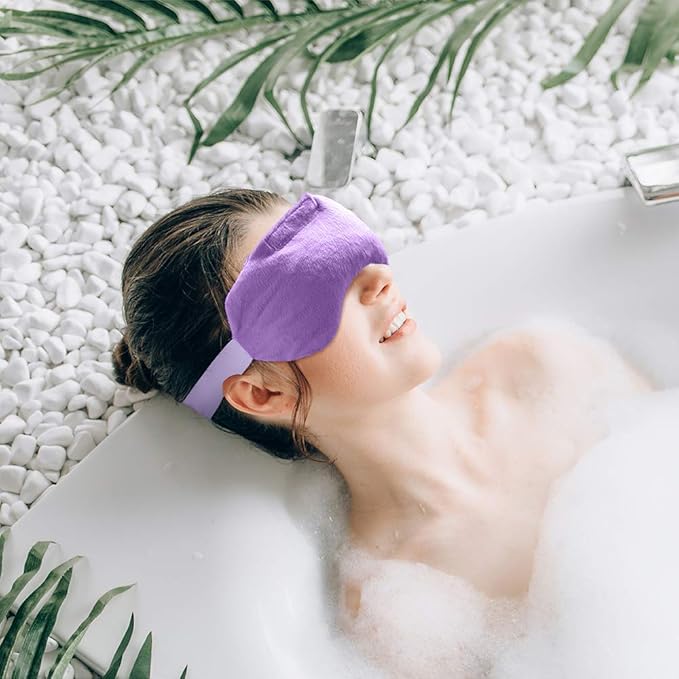 Umisleep Lavender Eye Mask, Aromatherapy Weighted Sleep Mask for Dry Eyes Men Women, Microwave Heated Hot Therapy Eye Cover Moist Compression Pain Relief, Pillow for Puffy Eyes, Sinus Pain, Purple