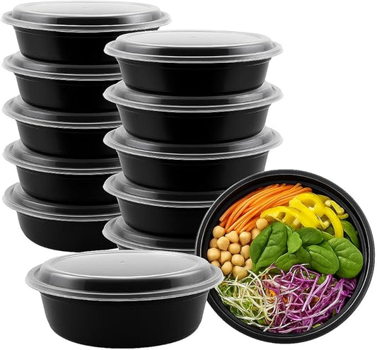 Ruthy's Outlet Meal Prep Containers with Lids, Food container bowl - BPA-Free, Stackable, Freezer & Dishwasher Safe, Reusable Food Storage for Lunch, Portion Control & Meal Prep (50 Pack, 24 oz)