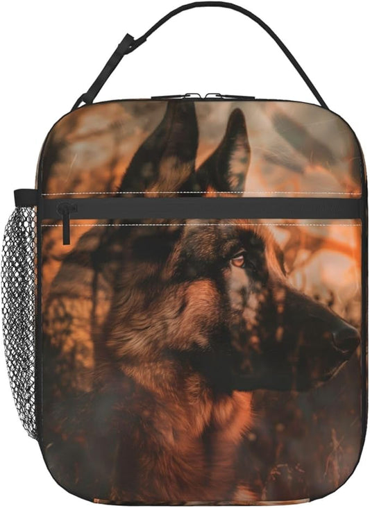 Insulated Lunch Box for Women Men, German Shepherd Lunch Box Reusable Portable Lunch Bag Cooler Tote Waterproof Lunch Container for Office Picnic Work Travel Hiking