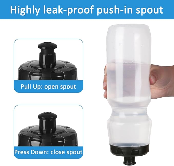 6 Pack 25 oz Sports Water Bottles Sports and Fitness Squeeze Water Bottles BPA Free come with 8 pcs Chalk Labels, 1 Pen(Dishwisher Safe)