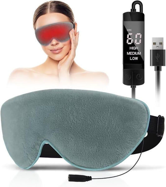 KOVNLO Heated Eye Mask, Washable USB Electric Moist Heat Warm Compress for Eyes, Eye mask with Flaxseed for Dry Eyes, Blepharitis, Chalazion, MGD, Stye Eye Treatment
