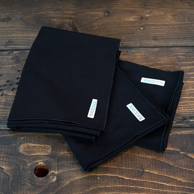 BUILTCOOL Adult Cooling Towel - Men & Women Chilly, Lightweight, Soft, Neck and Face Cooling Towel for Sport, Camping, Hunting, One Size, Black, 3 Pack